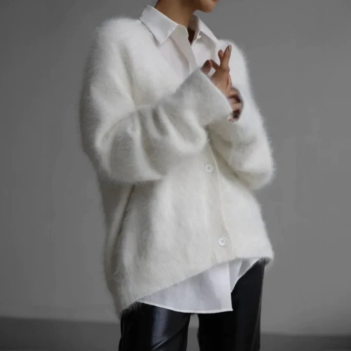 Vesperessa | Women's Cozy Elegant And Soft Luxury Everyday Cardigan — White