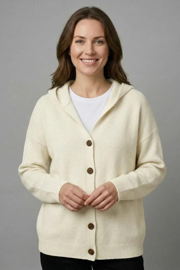 Viendora | Women's Cardigan Ribbed Knit Button Front Hooded Everyday Wear