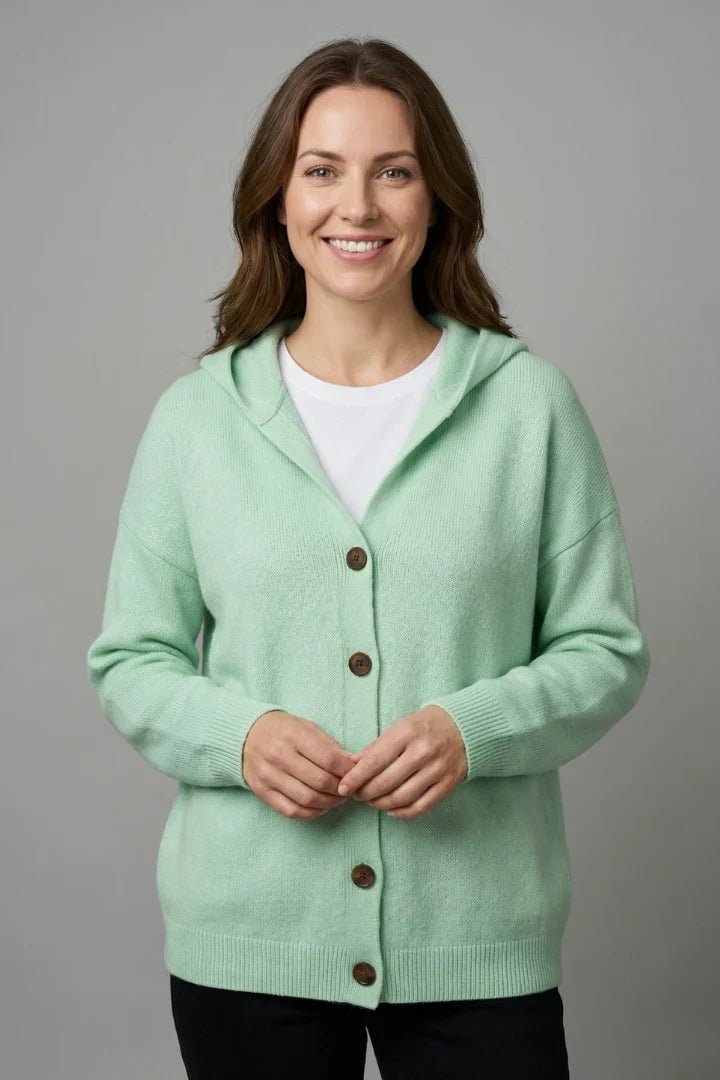 Viendora | Women's Cardigan Ribbed Knit Button Front Hooded Everyday Wear