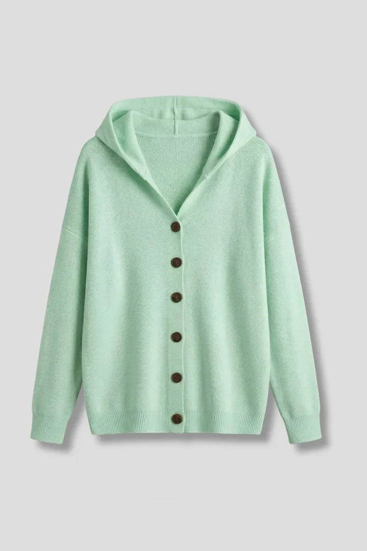 Viendora | Women's Cardigan Ribbed Knit Button Front Hooded Everyday Wear