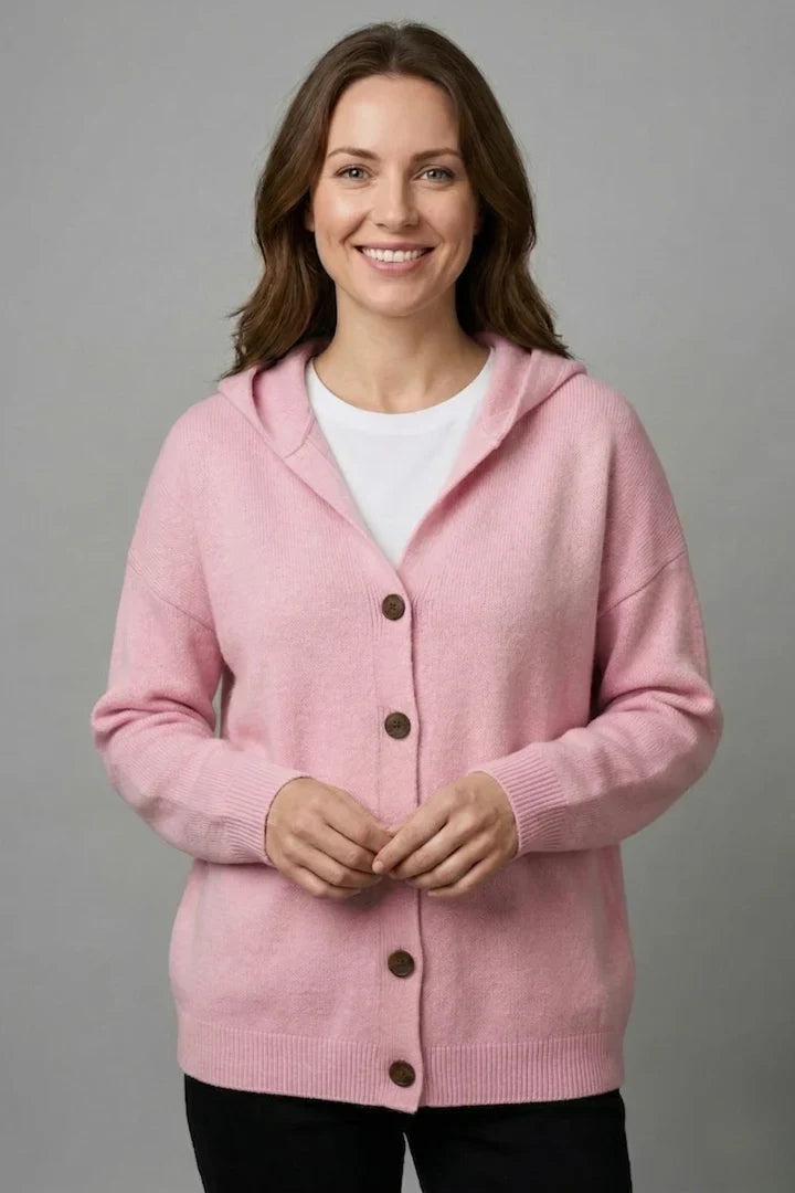 Viendora | Women's Cardigan Ribbed Knit Button Front Hooded Everyday Wear