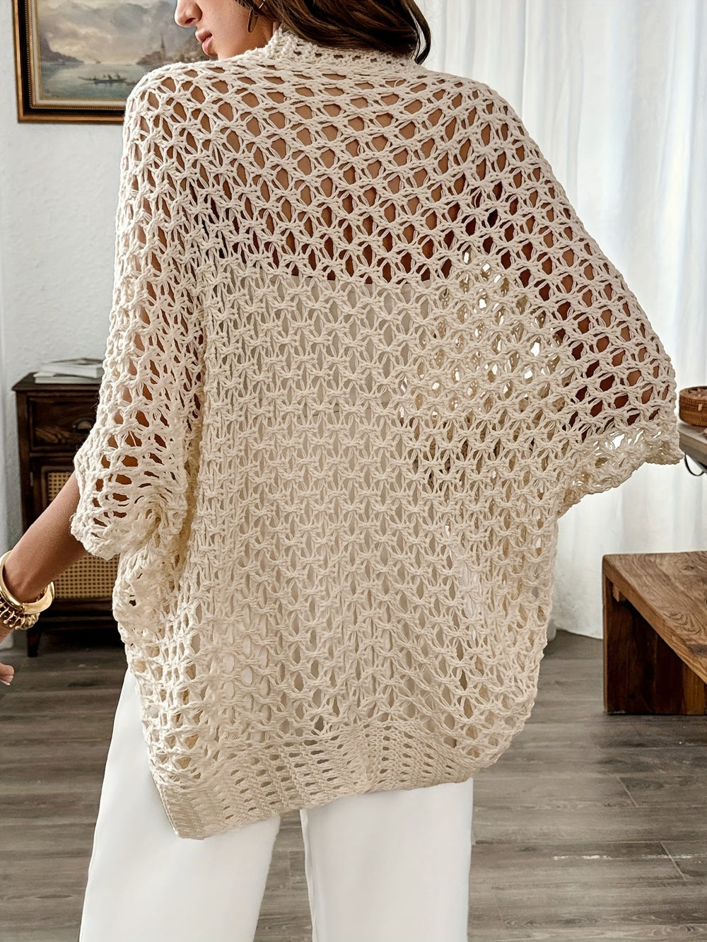Vienita | Women's Cozy Open Knit Drape Sweaters — 2