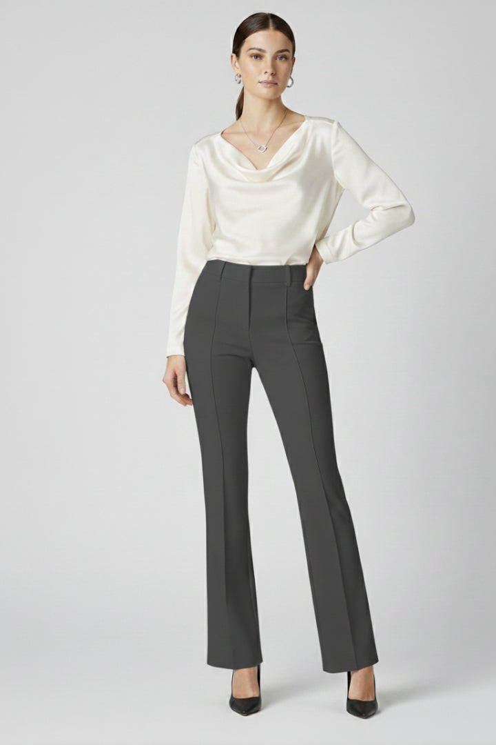 Vienmira | Women's Wide-Leg High-Waisted Trousers with Structured Fit and Versatile Style — Charcoal Gray