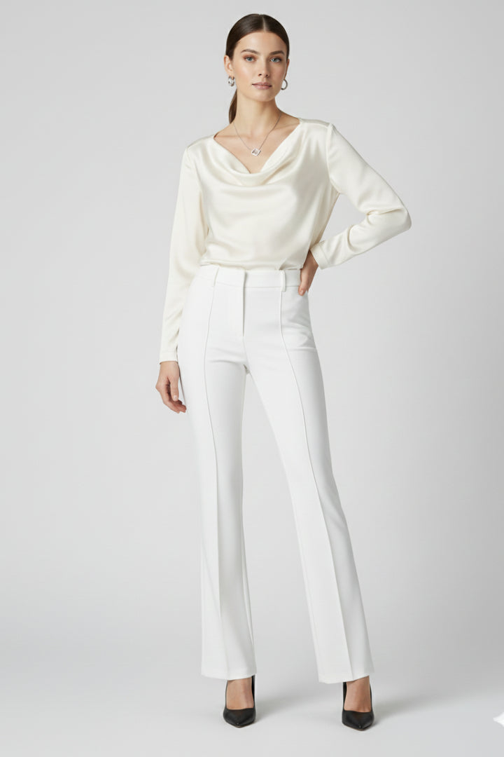Vienmira | Women's Wide-Leg High-Waisted Trousers with Structured Fit and Versatile Style — White