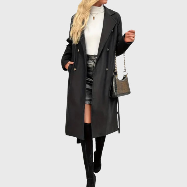 Vivian | Women's Double-Breasted Extended Length winter Trench Coat — 2