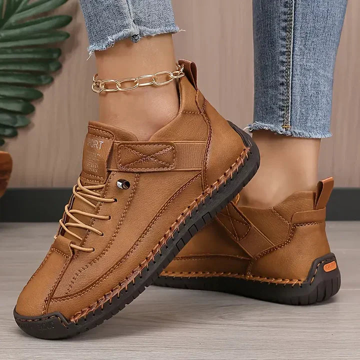 Wanda | Women's Casual Stretch Orthopedic Shoes Extra Height Sole All-Day Support Lightweight winter – Meya Tops — Brown