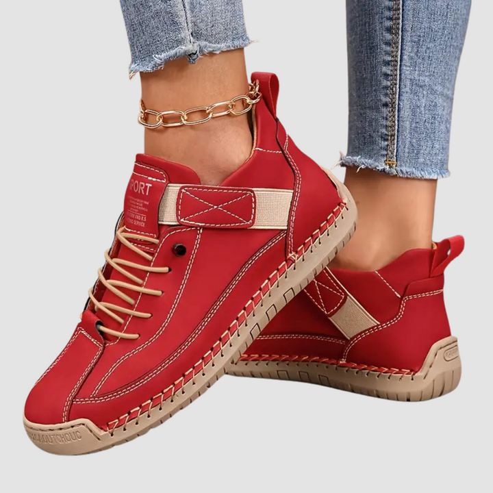 Wanda | Women's Casual Stretch Orthopedic Shoes Extra Height Sole All-Day Support Lightweight winter – Meya Tops — Red