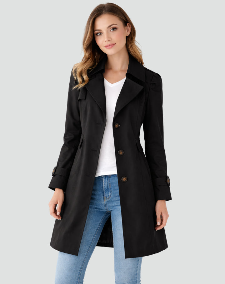 Wildaora | Women's Fitted Long Sleeve Trench Coat — 2