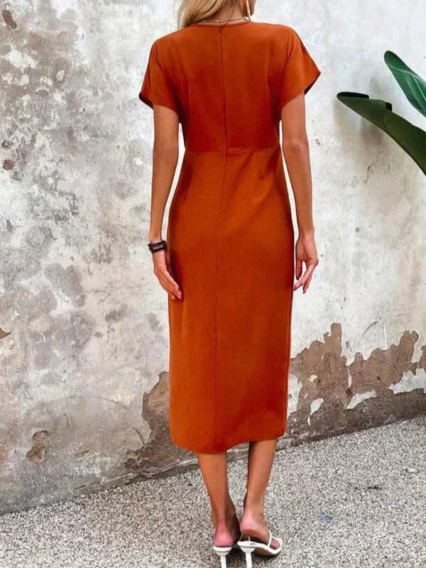 Noralise | Flattering Wrap Midi Wedding Guest Dress for Gathering, Celebrations and Events