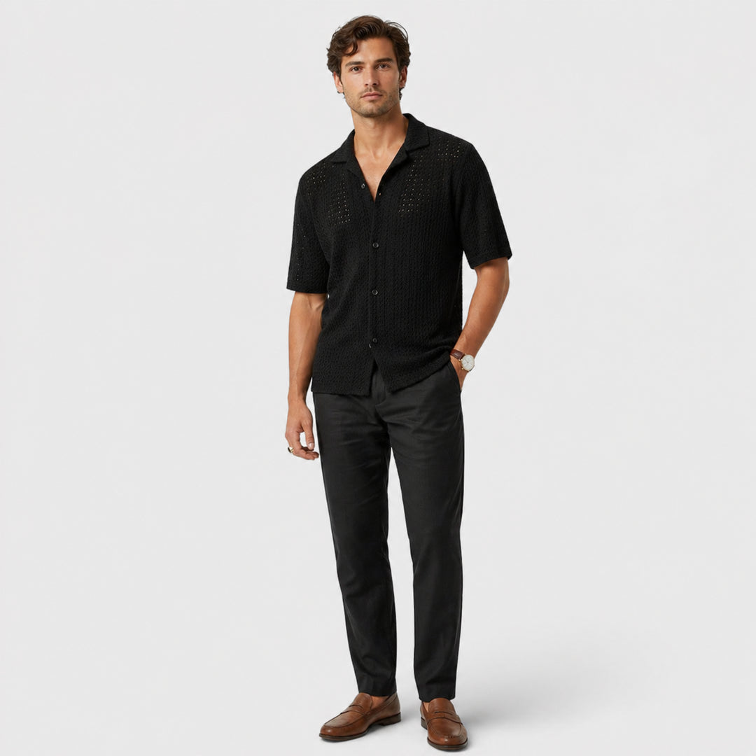 Wren | Women's Button-Up Men’s Elegant Shirt – Smart Casual Summer Wear — Black