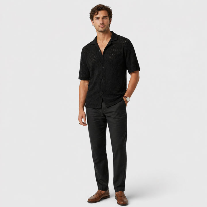 Wren | Women's Button-Up Men’s Elegant Shirt – Smart Casual Summer Wear — Black
