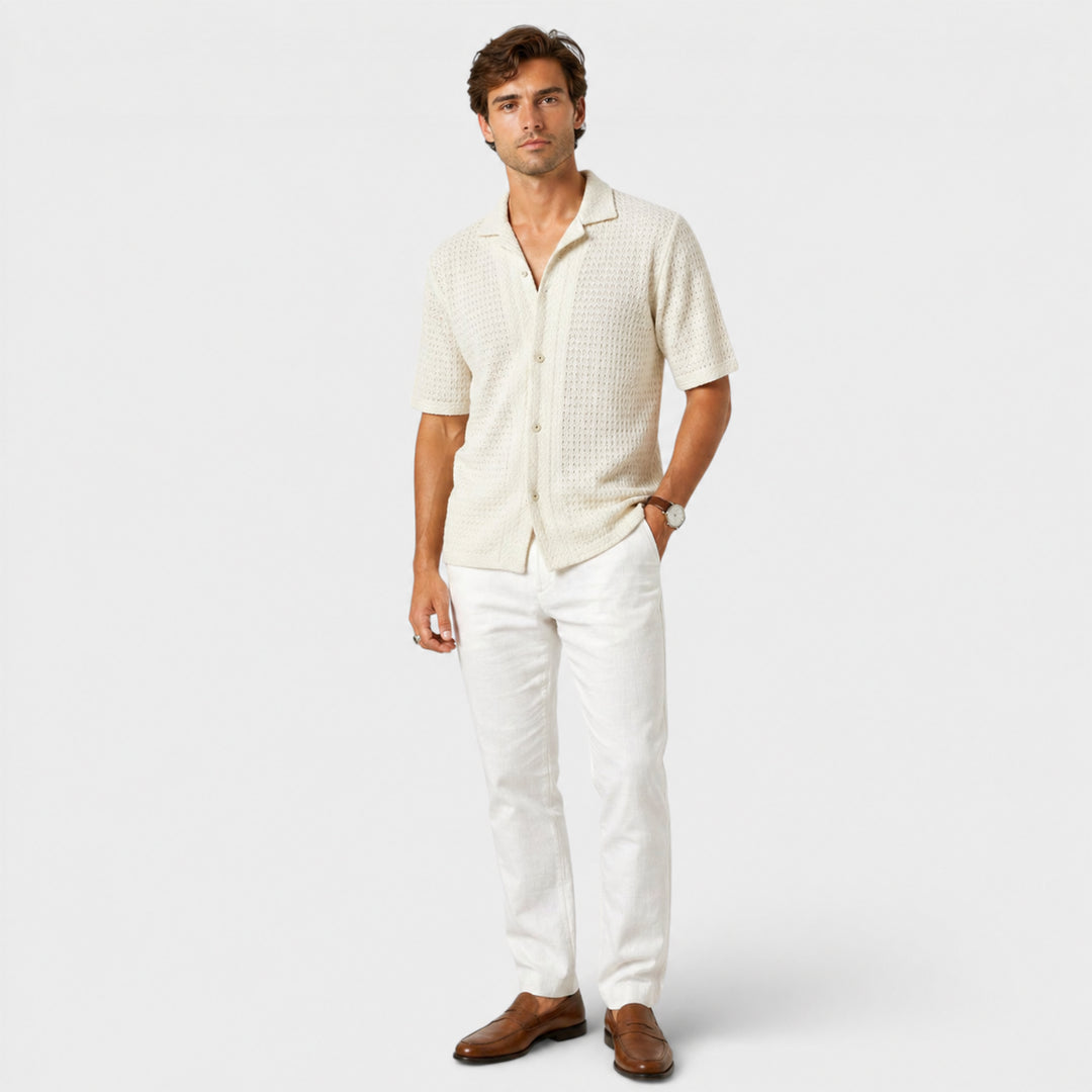 Wren | Women's Button-Up Men’s Elegant Shirt – Smart Casual Summer Wear — White