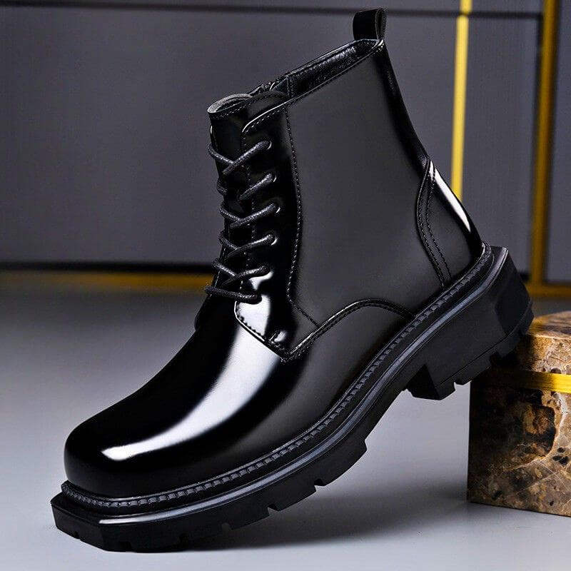 Wynncine | Women's Glossy Vintage-Style Leather Boots