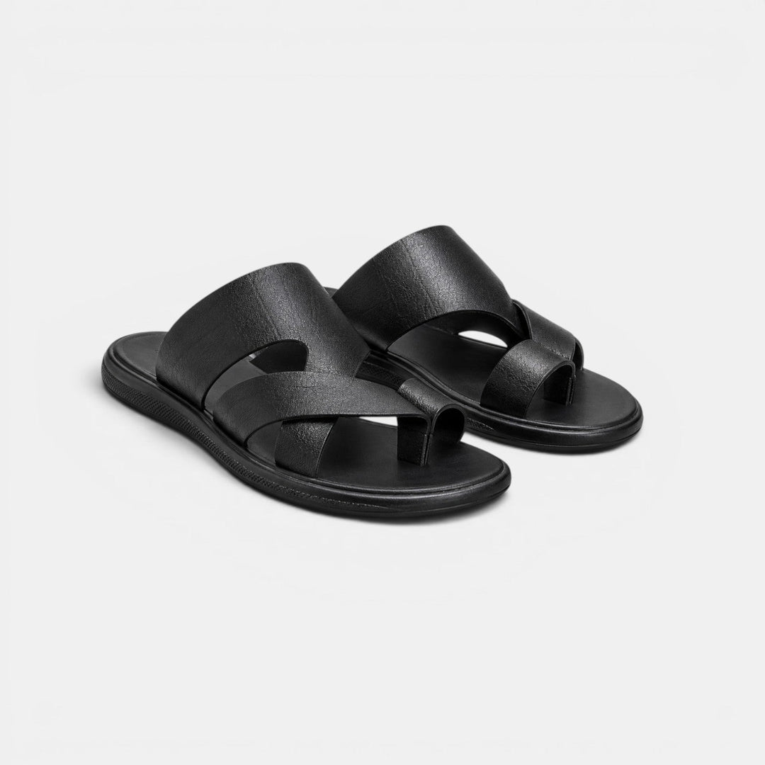 Xenia | Women's Summer Men’s Comfortable Leather Sandals — Black