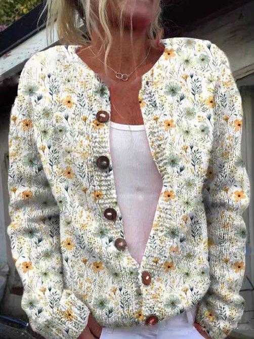 Yaracine | Women's Knit Elizabeth Cozy Cardigan — Floral