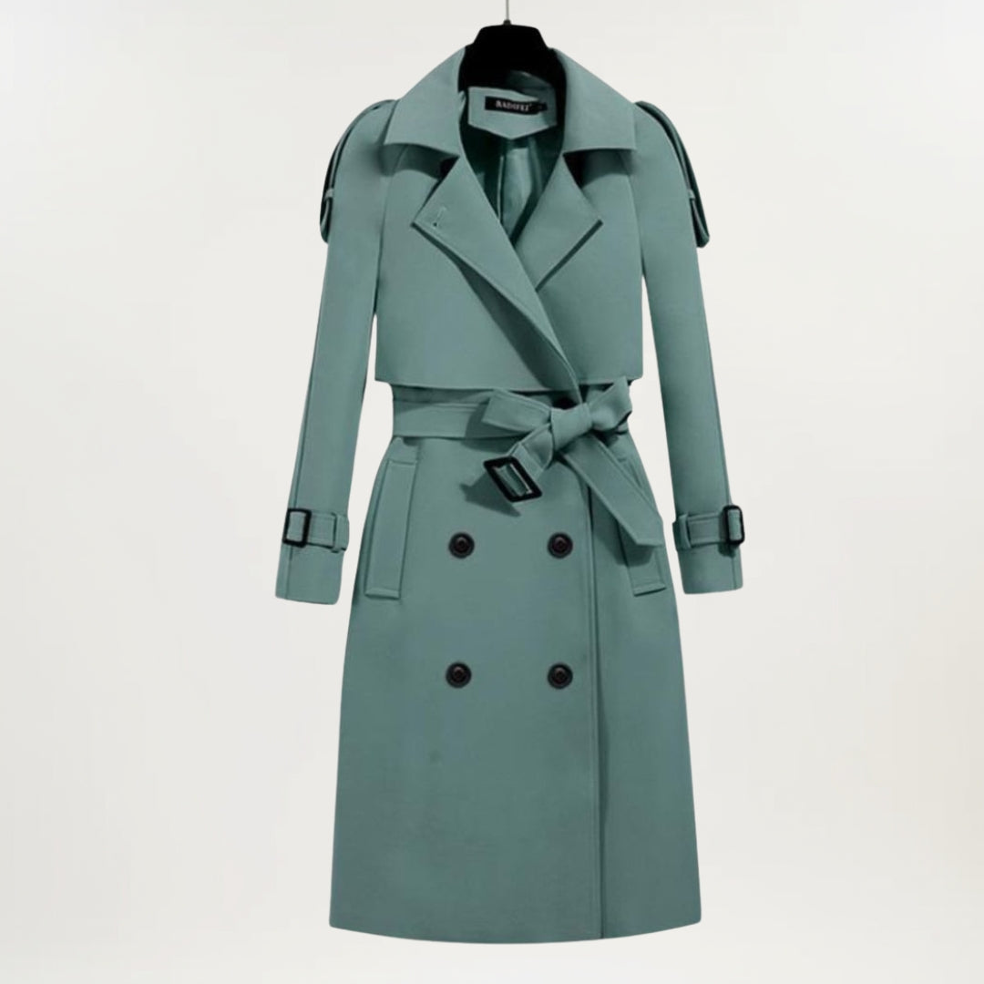 Yvette | Women's Double-Breasted Extended Length Trench Coat — 1