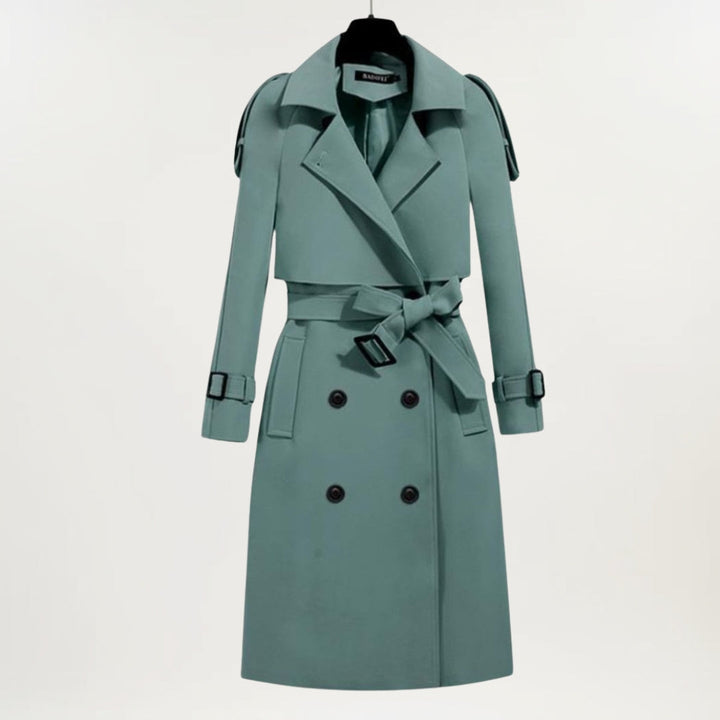 Yvette | Women's Double-Breasted Extended Length Trench Coat — 1