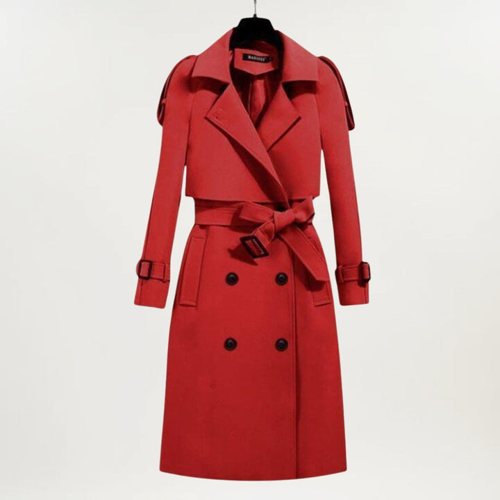 Yvette | Women's Double-Breasted Extended Length Trench Coat — 3