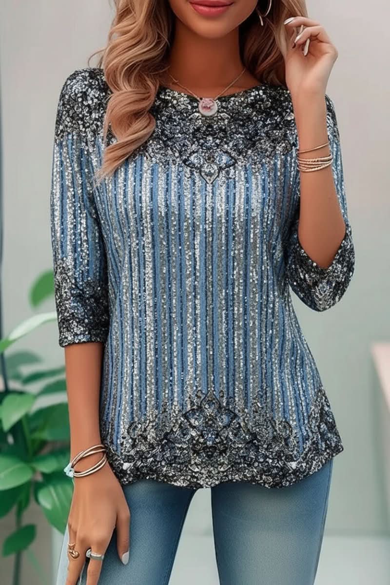 Zephcine | Women's Cozy Sequined sweater Short Sleeve — 2
