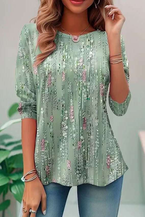 Zephcine | Women's Cozy Sequined sweater Short Sleeve — Green