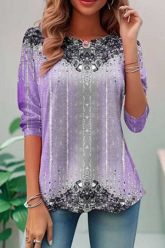 Zephcine | Women's Cozy Sequined sweater Short Sleeve — Light Purple
