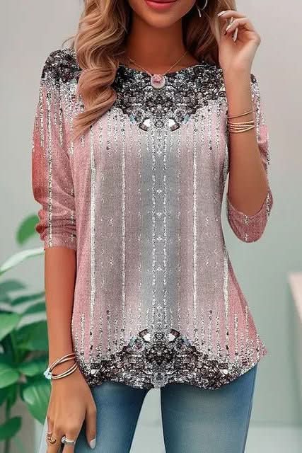 Zephcine | Women's Cozy Sequined sweater Short Sleeve — Pink