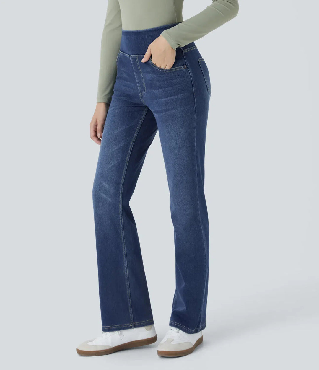 Zephetta | Women's Comfortable High Waisted Bootcut Jeans with Four-Way Stretch — 1