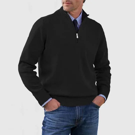 Zillalise | Women's Knit Cozy HALF ZIP SWEATER — Black