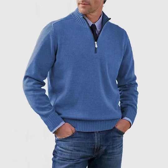 Zillalise | Women's Knit Cozy HALF ZIP SWEATER — Blue
