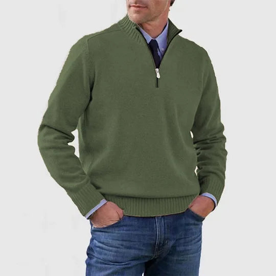 Zillalise | Women's Knit Cozy HALF ZIP SWEATER — Dark Green