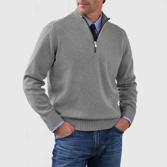 Zillalise | Women's Knit Cozy HALF ZIP SWEATER — Gray
