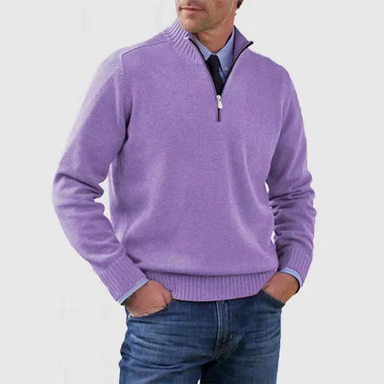 Zillalise | Women's Knit Cozy HALF ZIP SWEATER — Light purple