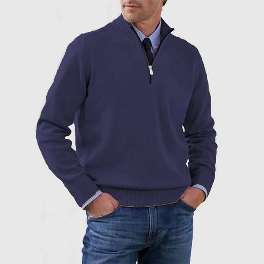 Zillalise | Women's Knit Cozy HALF ZIP SWEATER — Navy Blue