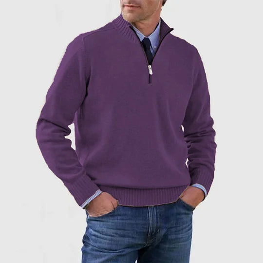 Zillalise | Women's Knit Cozy HALF ZIP SWEATER — Purple