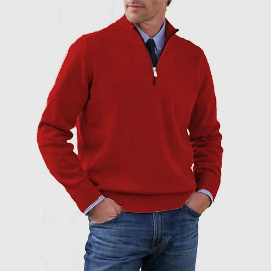 Zillalise | Women's Knit Cozy HALF ZIP SWEATER — Red