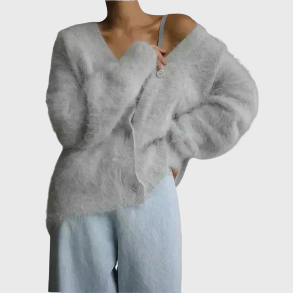 Zoralia | Women's Knit Cozy Cashmere Sweater — Light Gray